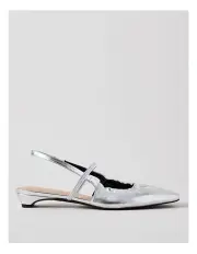 [Basque] Maxima Slingback in Silver Leather