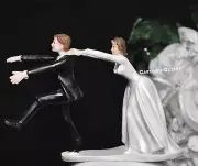 Wedding Couple Cake Toppers Figurine Bride and Groom Humor Marriage Favor chase