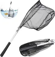 LYTIVAGEN Fish Landing Net Collapsible Fishing Net Foldable Fish Net Large Nylon Fishing Net With Non-slip Handle and Metal Mesh Frame for Safe Fish Catching or Releasing River Pond Cleaning