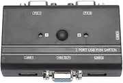 VGA KVM Switch, 2-Port USB VGA KVM Switcher for 2 Computers Share 1 Monitor Keyboard Mouse Printer, USB Devices for Windows 10 8 7 XP for Linux for OS X