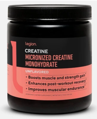 LEGION Micronized Creatine Monohydrate Supplement Clean Creatine Powder 60 Serv