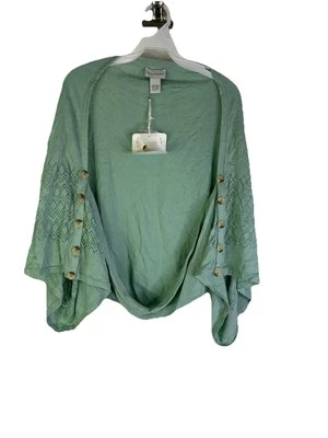 New Soft Surroundings Womens Small Medium Linen Knit Shrug Cardigan Sweater