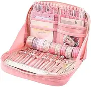 [UIVXXUD] Kawaii Cute Aesthetic Pencil Case - Large Capacity Canvas Pen Pouch Bag (Pink)
