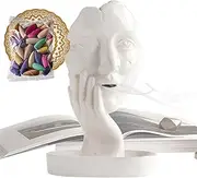 Face Incense Holder, Ceramic Aromatherapy Incense Stand | Face of Women in Hands Statue Waterfall Backflow Display with Flowing Design, Incense Holder Decor for Sticks Cones Yoga Zen Room