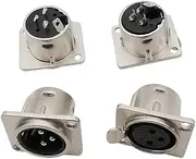10Pcs XLR 3 Pin Male Female Panel Mount Audio Microphone Cable Wire Soldering DIY Connector 3 Core XLR Socket Plug Metal Housing(10 Female)
