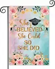 Gold She Believed She Could so She Did Garden Flag,Congrats Porch Yard Sign Deco