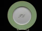 RAYNAUD SERENITE DESSERT PLATE - LIGHT GREEN -Monogrammed - 8 7/8" 0509C