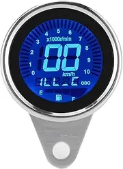 Zohisin Motorcycle Multifunctional Meter Tachometer Odometer Fuel Gauge Speedmeter 12V Universal Black A Sturdy Aluminum Alloy Shell Digital LCD Speedometer with Clear Lens and (Silver)