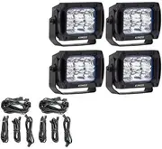 4x Kings 4.4" Work light + 2x Rear Lighting Wiring Harness Kit