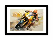 Rider Motorcycle Modern Art Framed print Art Poster