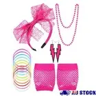 Retro Dress Headband Fishnet Gloves Costume Accessories Set 80s Fancy Necklace