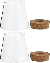 2 Pcs Propagation Stations Hydroponic Plants Vase Glass with Wooden Tray and Lid for Hydroponic Plants, Home Decor (3.5x3.7 inches)
