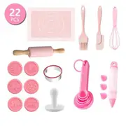 Pink 22 PCS Mini Baking Set Silicone Cake Mold, Cookie Mold Silicone Spatula Set for Baking