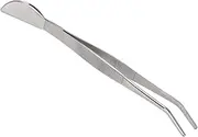 Stainless Steel Bonsai Tweezers Long Tweezers with Crescent Moon Spatula for Potted Loosening Soil Planing Grass (Bent)