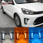 LED DRL Front Fog Light Lamp Streamer 3-Color For Kia Pegas 2017-2022