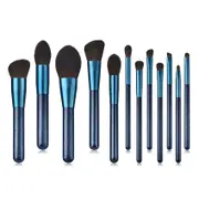 12pcs Blue Makeup Brushes Set Blush Eye Shadow Brush Nano Nylon Wool High End Professional Beauty Cosmetic Kit