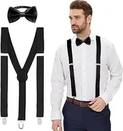 [najdeiuyt] Suspenders And Bow Tie Set Suspenders For Mens Suspenders Noeud Papillon Homme Men Adjustable Men Bow Tie