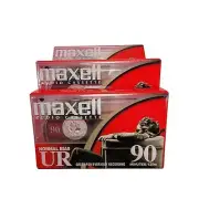3 MAXELL UR 90 Min Blank Audio Normal Bias Cassette Tape **New Factory Sealed*