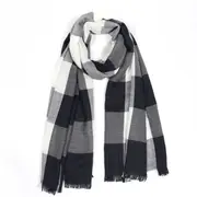 Anyyou Scarf Blue and White Plaid Unisex Cashmere Autumn Winter long Pashmina Shawl Muffler