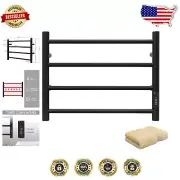 Matte Black Electric Towel Rack with Timer - Fast Heating & Energy Efficient