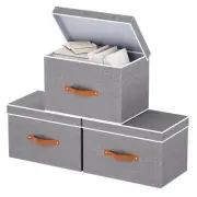 Fabric Storage Bins with Lids, Linen Foldable Clothes Boxes, Closet Organizer...