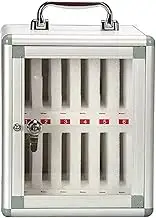 Easy-to-Carry Aluminum Alloy Phone Locker,12/24/36/48/60 Slots Cell Phone Cabinet,with Key Lock,Suitable for All Types of Mobile Phones (Color : Silver, Size : 12)