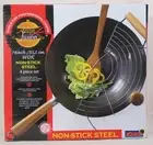 WOK "Asian Fusion" 14" Non-Stick Steel w/Tempered Glass Lid & Tempura Rack
