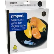 Propert 5kg Round Glass Top Digital Scale Assorted each