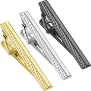 [TAIGRAMA] Tie Clip for Men Gold Silver Black, 2.2 Inch Tie Bar Tie Clip for Regular Ties, Unique Tie Pin Tie Clasp Suitable for Skinny Ties Wedding Anniversary Business Professional and Best Gifts