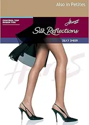[Hanes] Silk Reflections Women's Silky Sheer Control Top Sandalfoot Hosiery