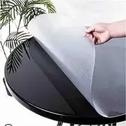 Clear Frosted Round Table Cover, Round Plastic Table Protector, Waterproof PVC Tablecloth (1.5mm Thick,Diameter 24 inch)