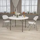 4-Foot Round Granite White Plastic Folding Table - Banquet / Event Folding Table