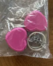 Tupperware Keychains Set of 2 Heart Lockets Pink Rare New