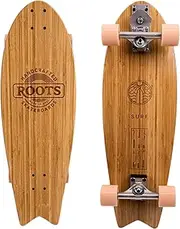 ROOTS Surfskate for Onshore Surfing Training & Coaching - Custom-Made Surf Skateboard with 31" X-Large Bamboo Lightweight & Anti-Slip Deck | Adjustable Truck Flexibility - Stylish Carry On Bag