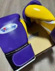Winning Boxing Gloves CO-MS-200B 8 oz Black Purple Yellow Magic Tape Closure JPN
