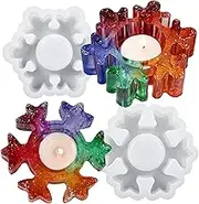 Wehous 2PCS Tealight Holder Resin Molds, Christmas Silicone Resin Molds, Snowflake 3D Epoxy Mold for Resin Casting Candle Holder Jewelry Trinket Holder Art Craft Making Wedding Home Decoration