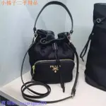 二手 PRADA FABRIC SHOULDER BAG 1BH038 黑色 經典三角鐵牌 尼龍束口現貨