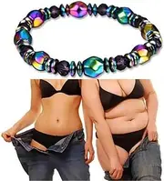 [PRDECE] 2PCS Obsidian Anklet, Anti Varicose and Swelling Anklet, Magnetic Weight Loss Effective Anklet Bracelet, Black Obsidian Bracelet, Weight Loss Anklet for Women Men (A)