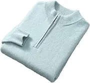 [Hamthuit] Men's Round Neck Zipper Sweater Pullover Knitwear Sweater Long Sleeve Warm Pullover Half High Neck Sweater