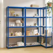 5-Layer Shelves 3 pcs Blue Steel and Engineered Wood vidaXL