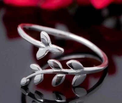 Beautiful Gift For Women's Solid Metal Adjustable Leaf Toe Ring 925 Silver