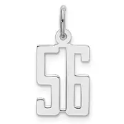 Sterling Silver Silver/Rhodium-Plated Elongated Number 56 Charm