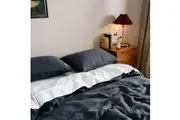 Gauze Texture Quilt Cover Set Charcoal by Dickies