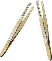 Gold Plated Stainless Steel Tweezers Set Eyebrow Lash Tweezers for Makeup Portable Precision