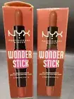 (2 Ct.) NYX Wonder Stick Blush - Dual-Ended Cream Blush #WSB03 Coral+Deep Peach