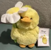 Aurora World Easter Yellow Baby Duck Plush Holding Daisy Flower Duckling Maya