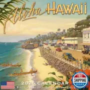 Deluxe Wall Calendar 2025 Aloha Hawaii Decor - Vintage Wall Art of Kerne Eric