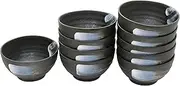 Castle Enterprises Small Donburi Udon Shop Classic Kiln Flame Black Crystal, 6.1 inch (15.5 cm) Favorite Bowl, Value Set of 10 (Amazon.co.jp Exclusive) (Commercial Set) Mino Ware Made in Japan