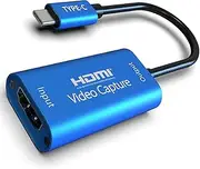 HDMI to USB-C Type-C Video Capture Card 4K/1080P 60fps Portable for Game Streaming, Live Broadcasts, Video Recording