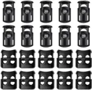 20 Pack Plastic Cord Locks, End Spring Toggle Stopper Slider, 10 Pcs Sing-Hole